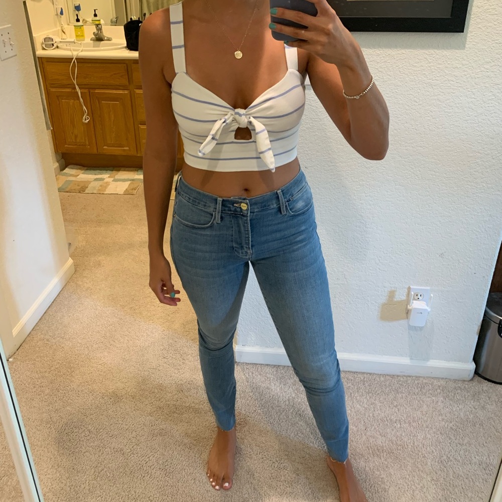 Forever 21 blue stripped cropped top